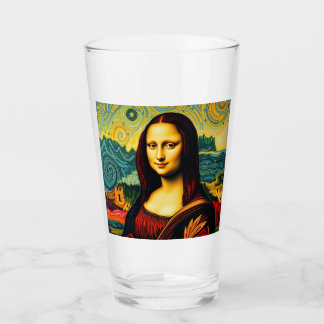Whimsical Mona Van Gogh style Lisa Glass Cup