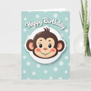 Whimsical Monkey Birthday Card