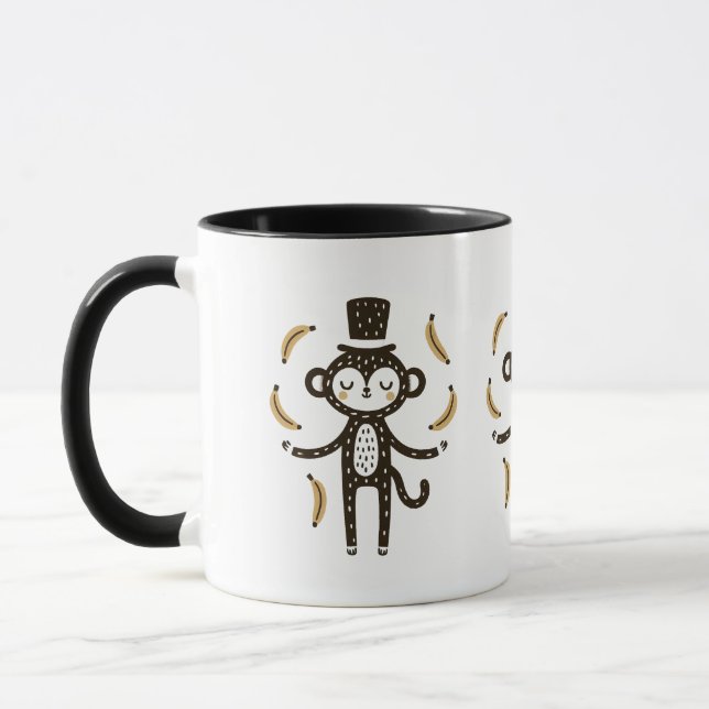Whimsical Monkey Juggling Bananas  Mug (Left)