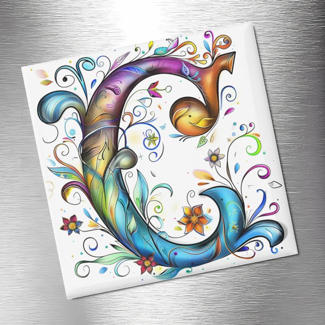 Whimsical Monogram C Magnet (Creator Uploaded)