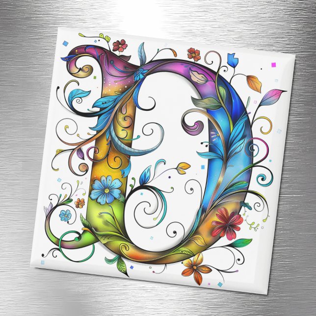 Whimsical Monogram D Magnet (Creator Uploaded)
