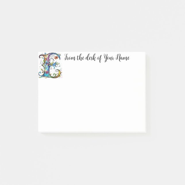 Whimsical Monogram E Post-it Notes (Front)
