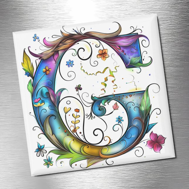 Whimsical Monogram G Magnet (Creator Uploaded)