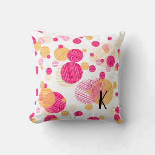 Whimsical Monogram Polka-Dot Pattern Cushion