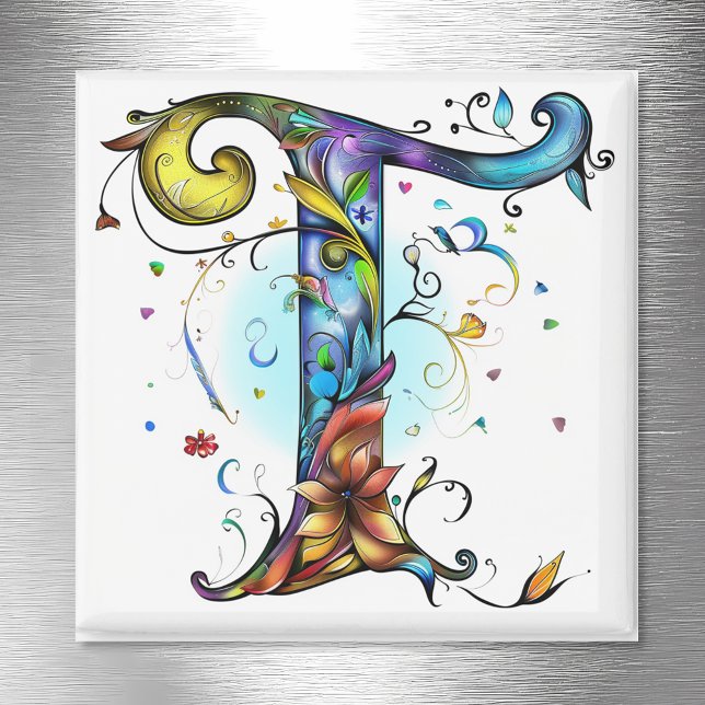 Whimsical Monogram T Magnet (Creator Uploaded)
