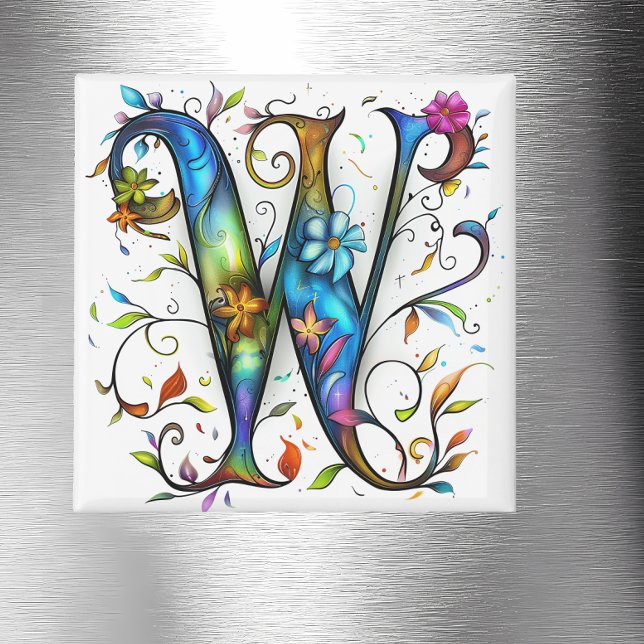 Whimsical Monogram W Magnet (Creator Uploaded)
