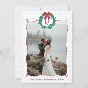 Whimsical Monogram Wreath Christmas Photo Card