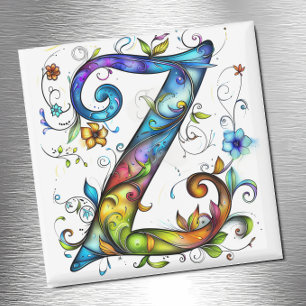 Whimsical Monogram Z Magnet