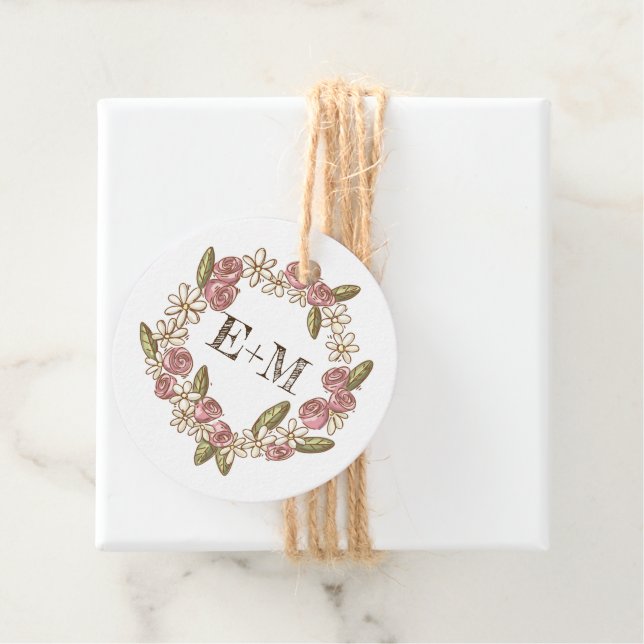 Whimsical Monogrammed Favour Tag Kraft Personalise (In Situ)