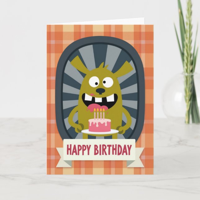 Whimsical Monster Birthday Card (Front)