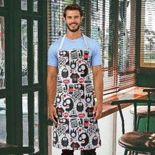 Whimsical Monsters & Quotes Doodles  Apron