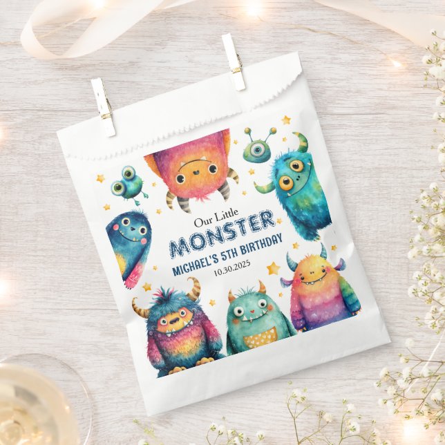 Whimsical Monsters Watercolor Kids Birthday Party  Favour Bags (Clipped)