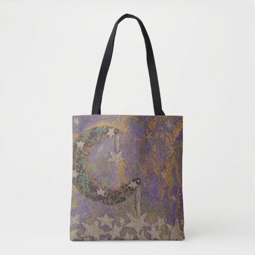 Image of Whimsical Moon and Her Stars Tote Bag