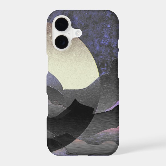 Whimsical Moon and Mountains Abstract Art  (Back)