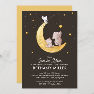 Whimsical Moon and Stars Baby Shower Invitations