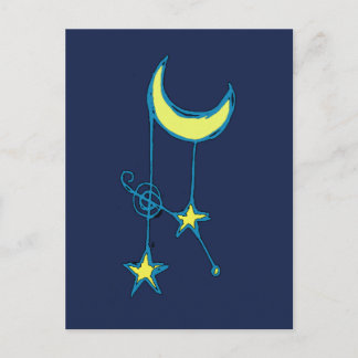 Whimsical Moon and Stars Postcard