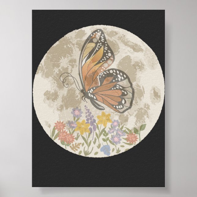 Whimsical Moon Flower Poster (Front)