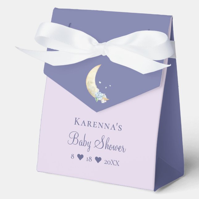Whimsical Moon Lavender Purple Baby Shower Favour Box (Front)