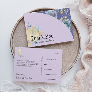 Whimsical Moon Purple Thank You Postcard