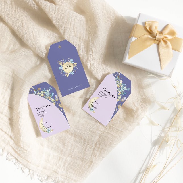 Whimsical Moon Purple Wedding Gift Tag (Creator Uploaded)