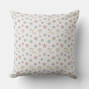 Whimsical Moon Star Pattern Cushion