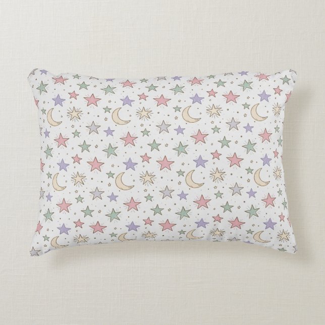 Whimsical Moon Star Pattern Decorative Cushion (Front)