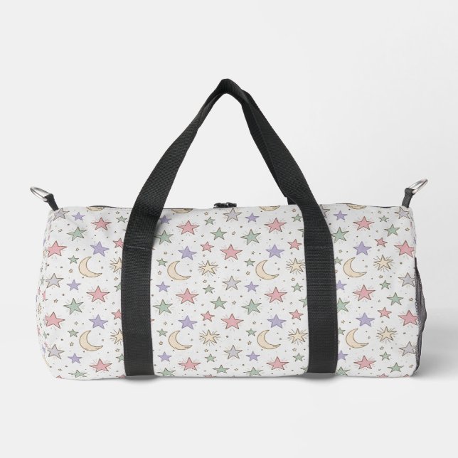 Whimsical Moon Star Pattern Duffle Bag (Front)