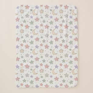 Whimsical Moon Star Pattern Sherpa Blanket