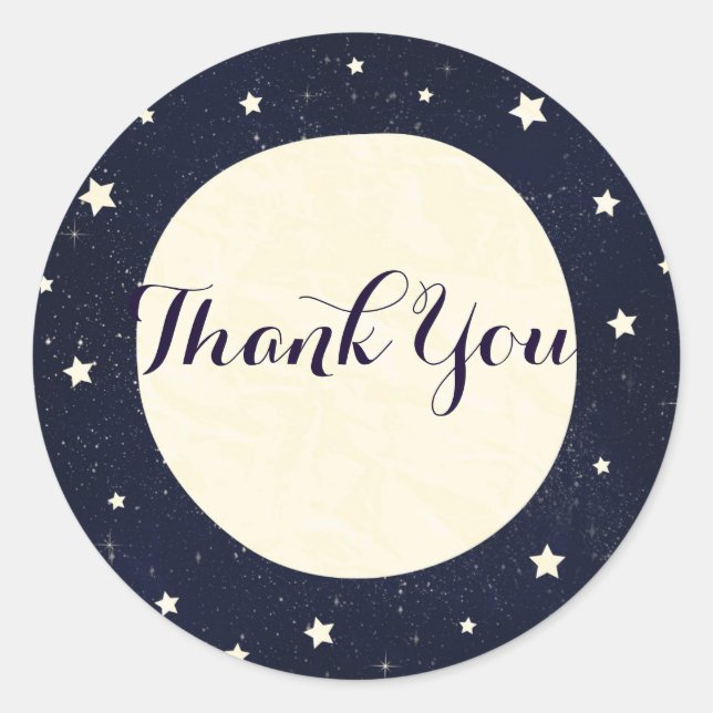 Whimsical Moon & Stars Celestial Baby Shower Favou Classic Round Sticker (Front)