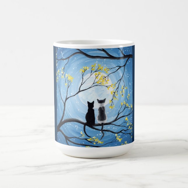 Whimsical Moon with Cats Coffee Mug (Center)