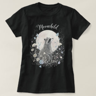 Whimsical "Moonchild" Racoon - Mystical Forest Bl T-Shirt