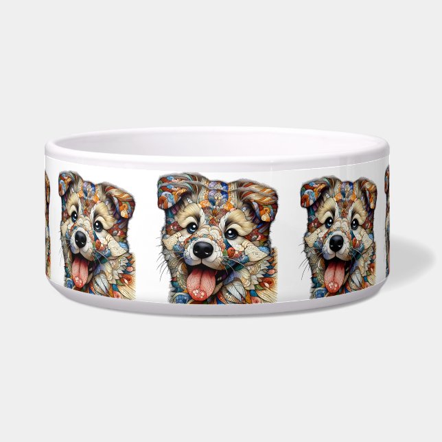 Whimsical Mosaic style patterned dog (Front)