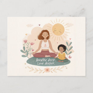 Whimsical Mother Child Meditation Art Postcard