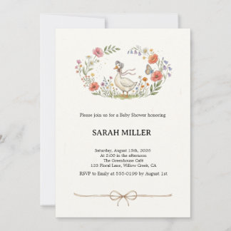 Whimsical Mother Goose Wildflower Baby Shower  Invitation