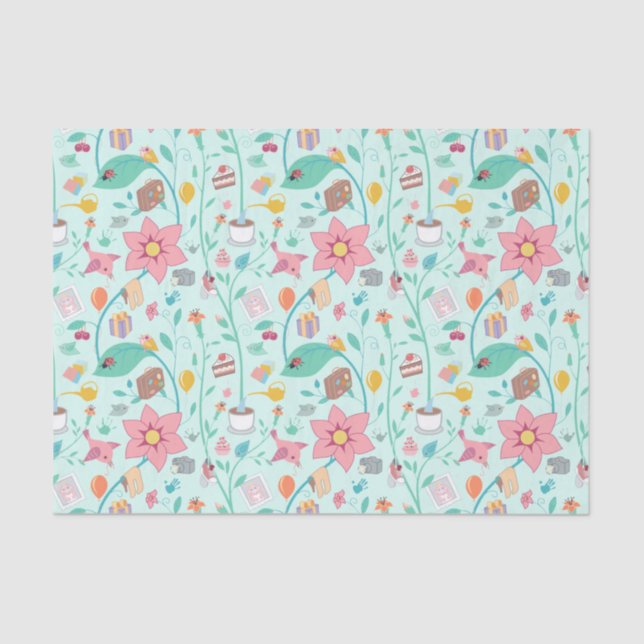 Whimsical Mother's Day Collage Pattern Tissue Paper (Front)