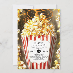 Whimsical Movie Night Popcorn Birthday Invitation