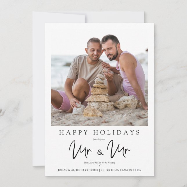 Whimsical MR & MR Gay Christmas Wedding Photo (Front)