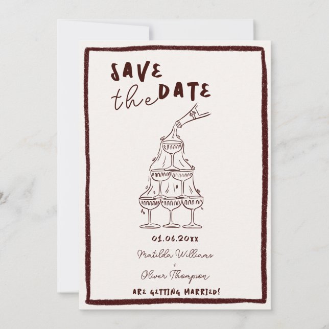 Whimsical Mulled Wine Save The Date Invitation (Front)