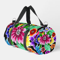 Whimsical Multi-Colour Folk-Art Flowers Floral Pin