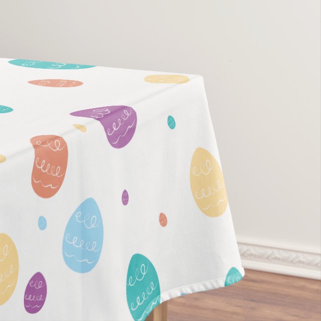Whimsical Multicolor Easter Egg Pattern Tablecloth (In Situ)
