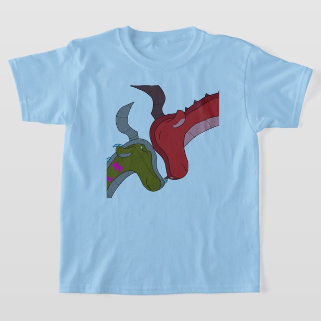 Whimsical Mummy and Baby Dragon Tshirt (Laydown)