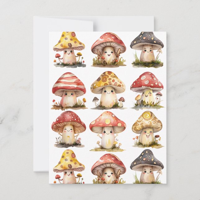Whimsical Mushies Holiday Card (Front)