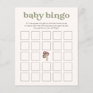 Whimsical Mushroom Baby Shower Game   Bingo Green 