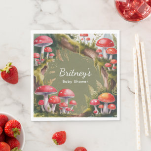 Whimsical Mushroom Baby Shower Napkin