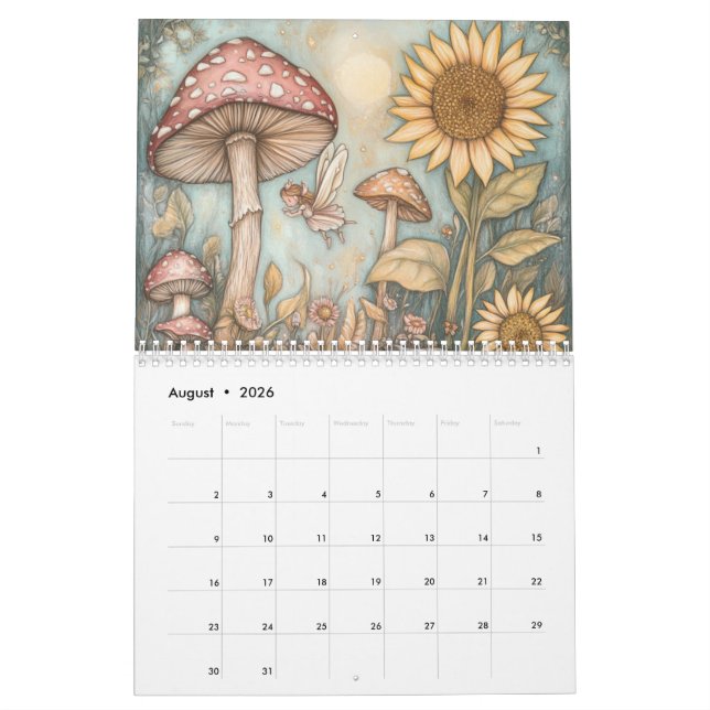 Whimsical Mushroom Calendar, Mushroom  Calendar (Aug 2026)