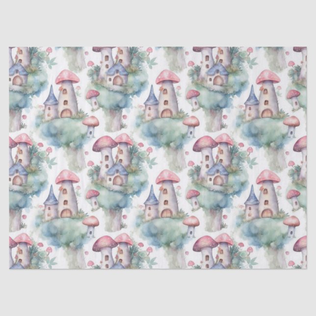 Whimsical Mushroom Cottage Pattern (10) Tissue Paper (Front)