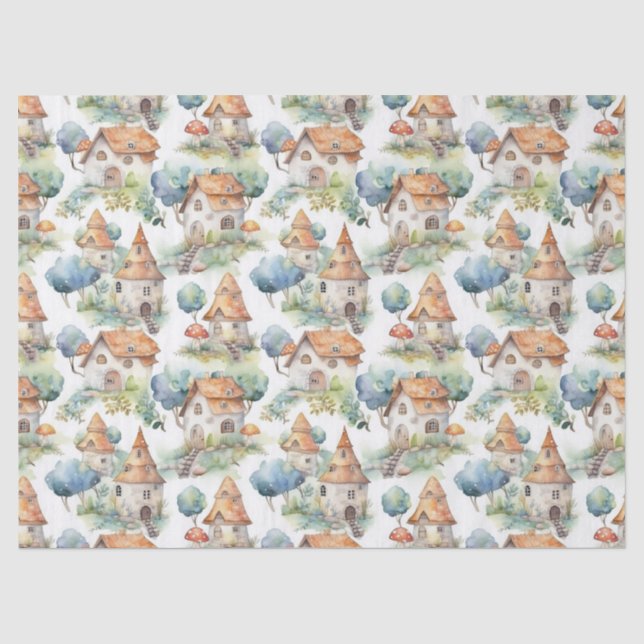Whimsical Mushroom Cottage Pattern (11) Tissue Paper (Front)