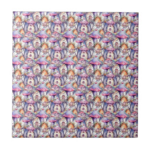 Whimsical Mushroom Cottage Pattern (2) Tile