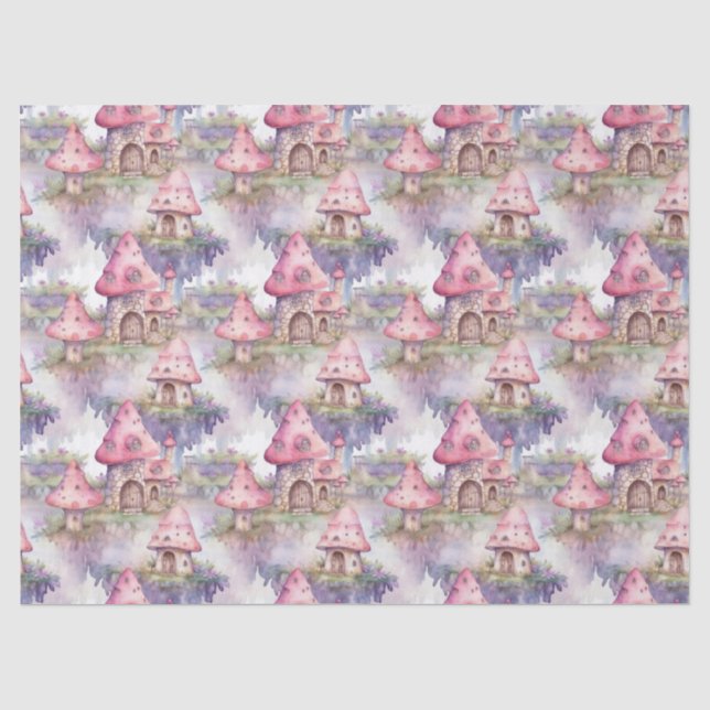 Whimsical Mushroom Cottage Pattern (4) Tissue Paper (Front)