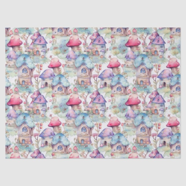 Whimsical Mushroom Cottage Pattern (6) Tissue Paper (Front)